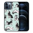 thumbnail image 1 of WIRESTER Shockproof Soft Rubber Cover Case for Apple iPhone 12 Pro Max 6.7" 2020, Siberian Husky Funny Playful Postures On Aero Blue Background, 1 of 5