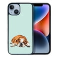thumbnail image 1 of WIRESTER Shockproof Soft Rubber Cover Case for Apple iPhone 14 6.1" 2022, English Bulldog Dog Lying Down Looking Up On Aero Blue Background, 1 of 5
