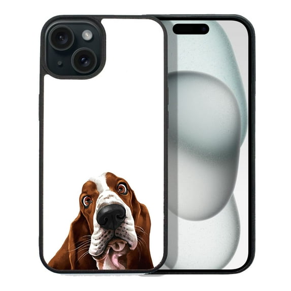 WIRESTER Shockproof Soft Rubber Cover Case for Apple iPhone 15 6.1" 2023 (NOT FIT Apple iPhone 15 Plus 6.7" 2023), Basset Hound Dog