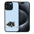 thumbnail image 1 of WIRESTER Shockproof Soft Rubber Cover Case for Apple iPhone 15 Pro Max 6.7" 2023, Boston Terrier Dog Lying Down Looking Up On Light Blue Background, 1 of 5
