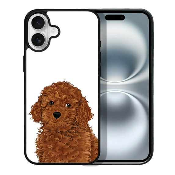 WIRESTER Shockproof Soft Rubber Cover Case for Apple iPhone 16 6.1" 2024, Brown Toy Poodle Dog