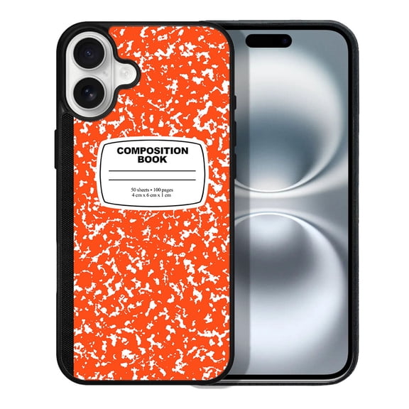 WIRESTER Shockproof Soft Rubber Cover Case for Apple iPhone 16 6.1" 2024, Orange Composition Book