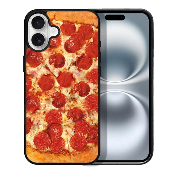 WIRESTER Shockproof Soft Rubber Cover Case for Apple iPhone 16 6.1" 2024, Pepperoni Pizza