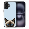 thumbnail image 1 of WIRESTER Shockproof Soft Rubber Cover Case for Apple iPhone 16 Plus 6.7" 2024, Animal Siamese Kitten Cat On Pale Aqua Background, 1 of 5