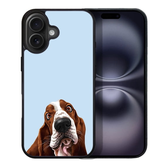 WIRESTER Shockproof Soft Rubber Cover Case for Apple iPhone 16 Plus 6.7" 2024, Basset Hound Dog On Light Blue Background