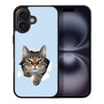 thumbnail image 1 of WIRESTER Shockproof Soft Rubber Cover Case for Apple iPhone 16 Plus 6.7" 2024, Brown Tabby Cat Spying On Light Blue Background, 1 of 5