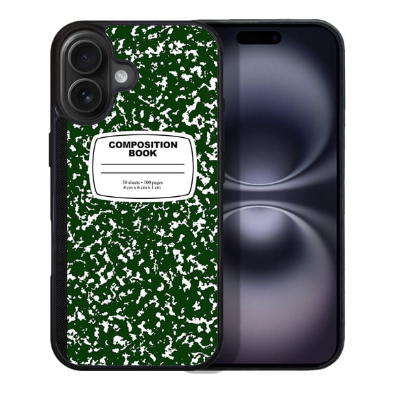 WIRESTER Shockproof Soft Rubber Cover Case for Apple iPhone 16 Plus 6.7" 2024, Green Composition Book