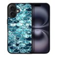 thumbnail image 1 of WIRESTER Shockproof Soft Rubber Cover Case for Apple iPhone 16 Plus 6.7" 2024, Mermaid Scales Blue Wave, 1 of 5