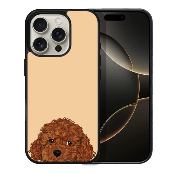 WIRESTER Shockproof Soft Rubber Cover Case for Apple iPhone 16 Pro 6.3" 2024, Animal Brown Toy Poodle Puppy Dog On Sunset Background