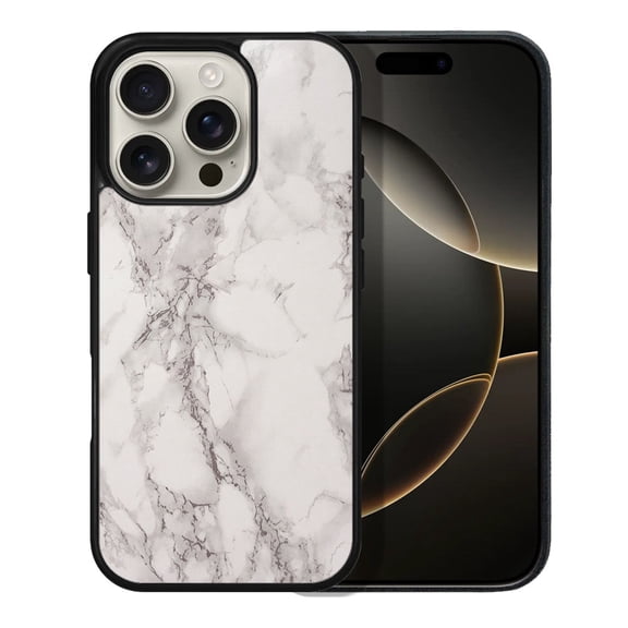 WIRESTER Shockproof Soft Rubber Cover Case for Apple iPhone 16 Pro 6.3" 2024, Cream Stone Marble