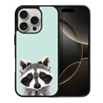 thumbnail image 1 of WIRESTER Shockproof Soft Rubber Cover Case for Apple iPhone 16 Pro 6.3" 2024, Raccoon On Aero Blue Background, 1 of 5