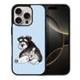 thumbnail image 1 of WIRESTER Shockproof Soft Rubber Cover Case for Apple iPhone 16 Pro 6.3" 2024, Schnauzer Dog Butt Looking Back On Light Blue Background, 1 of 5
