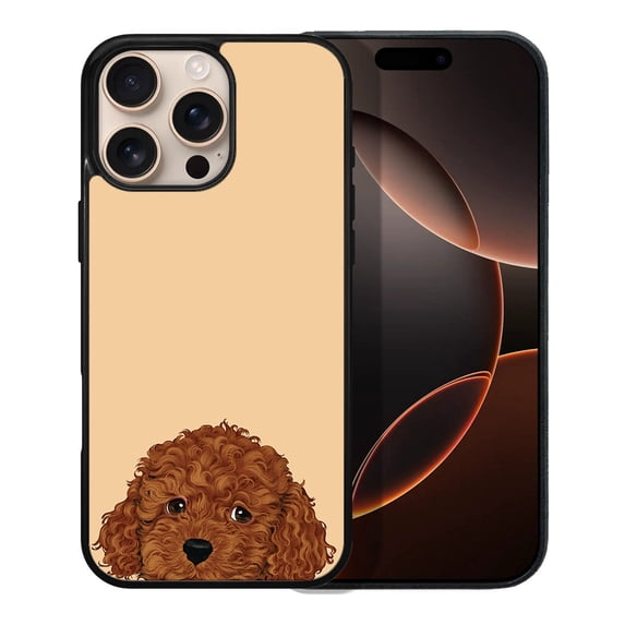 WIRESTER Shockproof Soft Rubber Cover Case for Apple iPhone 16 Pro Max 6.9" 2024, Animal Brown Toy Poodle Puppy Dog On Sunset Background