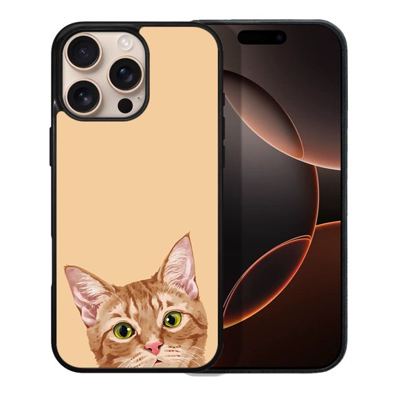 WIRESTER Shockproof Soft Rubber Cover Case for Apple iPhone 16 Pro Max 6.9" 2024, Animal Orange Tabby Kitten Cat On Sunset Background