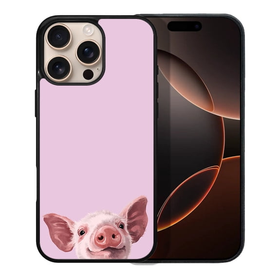 WIRESTER Shockproof Soft Rubber Cover Case for Apple iPhone 16 Pro Max 6.9" 2024, Baby Pig On Thistle Background