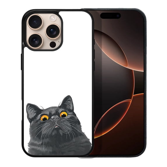 WIRESTER Shockproof Soft Rubber Cover Case for Apple iPhone 16 Pro Max 6.9" 2024, Black Bombay Kitten Cat