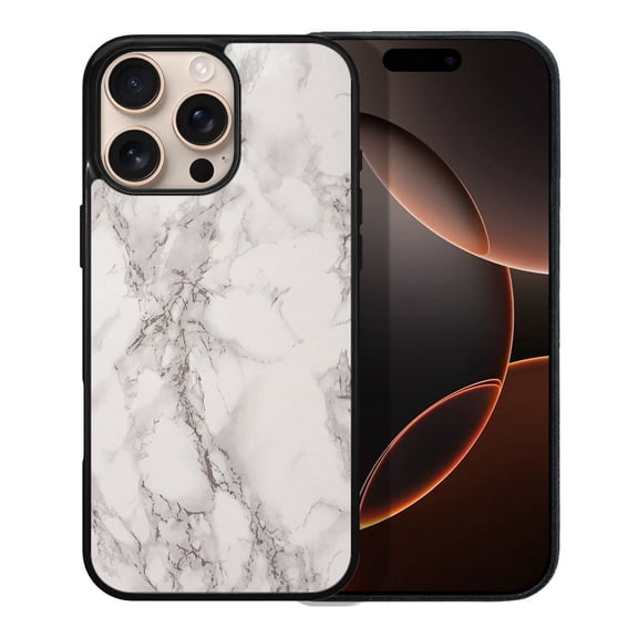 WIRESTER Shockproof Soft Rubber Cover Case for Apple iPhone 16 Pro Max 6.9" 2024, Cream Stone Marble