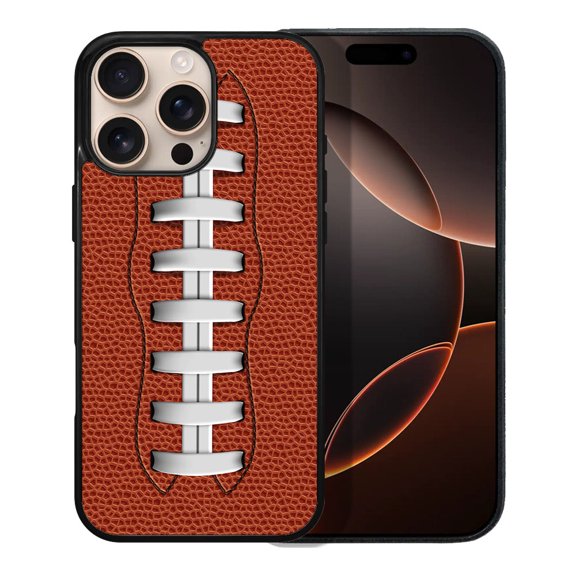 WIRESTER Shockproof Soft Rubber Cover Case for Apple iPhone 16 Pro Max 6.9" 2024, Football Pattern
