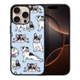 thumbnail image 1 of WIRESTER Shockproof Soft Rubber Cover Case for Apple iPhone 16 Pro Max 6.9" 2024, French Bulldog Funny Playful Postures On Light Blue Background, 1 of 5