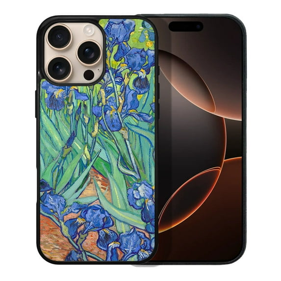 WIRESTER Shockproof Soft Rubber Cover Case for Apple iPhone 16 Pro Max 6.9" 2024, Irises Vincent Van Gogh