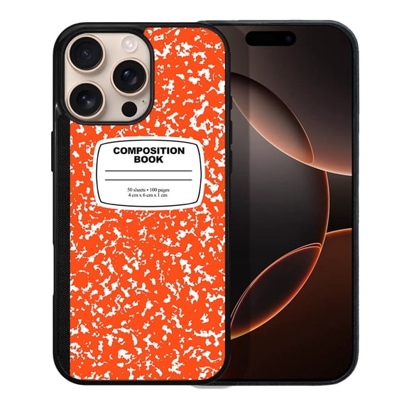 WIRESTER Shockproof Soft Rubber Cover Case for Apple iPhone 16 Pro Max 6.9" 2024, Orange Composition Book
