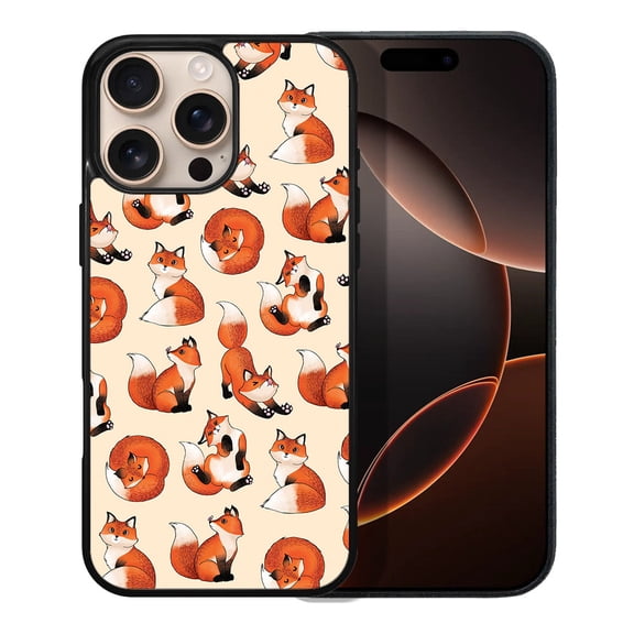 WIRESTER Shockproof Soft Rubber Cover Case for Apple iPhone 16 Pro Max 6.9" 2024, Red Fox Funny Playful Postures
