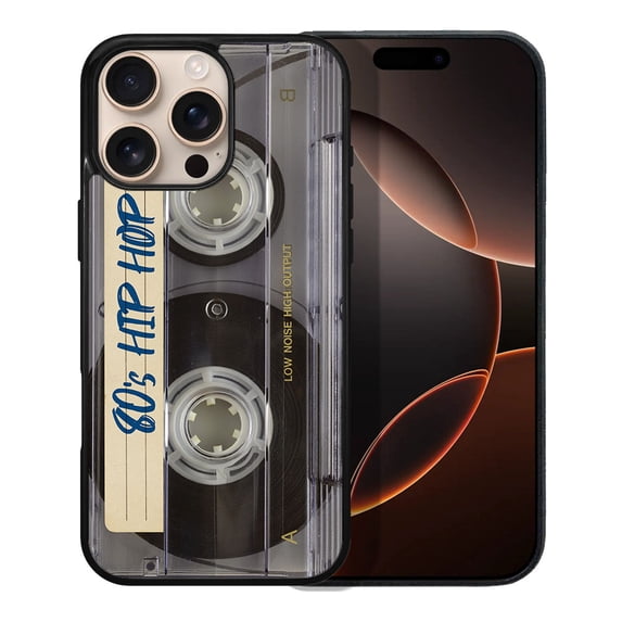 WIRESTER Shockproof Soft Rubber Cover Case for Apple iPhone 16 Pro Max 6.9" 2024, Retro Clear Cassette Tape Hip Hop