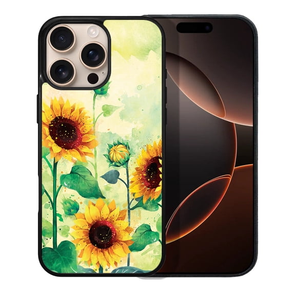 WIRESTER Shockproof Soft Rubber Cover Case for Apple iPhone 16 Pro Max 6.9" 2024, Sunflowers Flowers