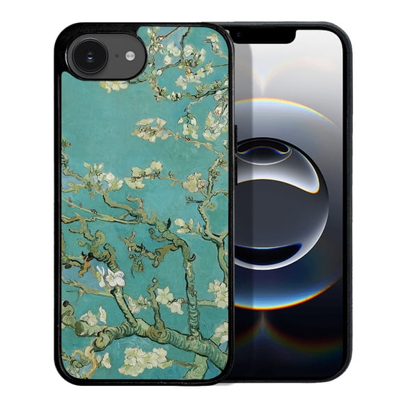 WIRESTER Shockproof Soft Rubber Cover Case for Apple iPhone 16e 6.1" 2025, Almond Blossom Van Gogh