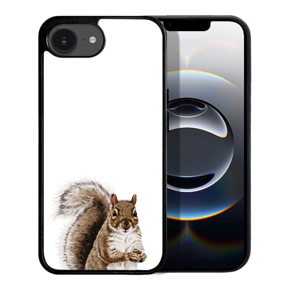 WIRESTER Shockproof Soft Rubber Cover Case for Apple iPhone 16e 6.1" 2025, Brown Gray Squirrel