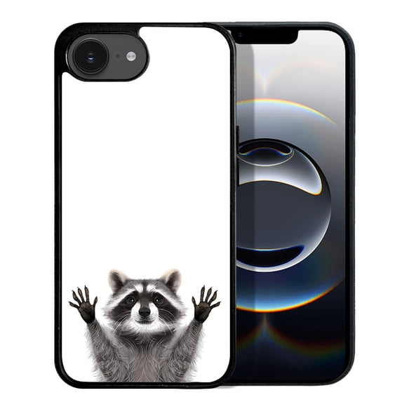 WIRESTER Shockproof Soft Rubber Cover Case for Apple iPhone 16e 6.1" 2025, Raccoon Hands Out