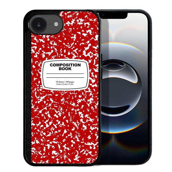 WIRESTER Shockproof Soft Rubber Cover Case for Apple iPhone 16e 6.1" 2025, Red Composition Book