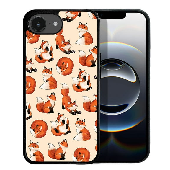 WIRESTER Shockproof Soft Rubber Cover Case for Apple iPhone 16e 6.1" 2025, Red Fox Funny Playful Postures