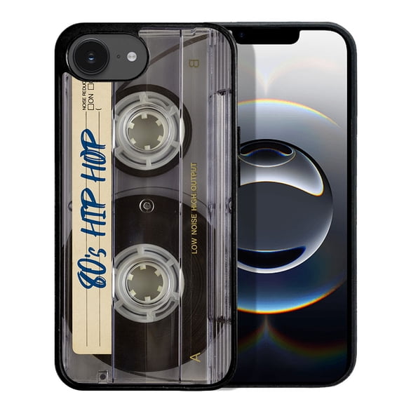 WIRESTER Shockproof Soft Rubber Cover Case for Apple iPhone 16e 6.1" 2025, Retro Clear Cassette Tape Hip Hop