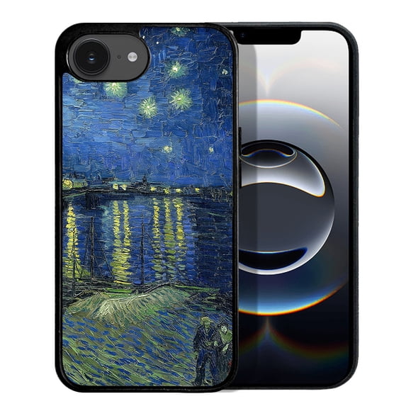 WIRESTER Shockproof Soft Rubber Cover Case for Apple iPhone 16e 6.1" 2025, Starry Night Over The Rhone