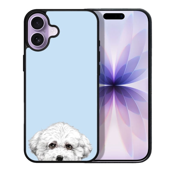 WIRESTER Shockproof Soft Rubber Cover Case for Apple iPhone 17 6.3" 2025, Animal Bichon Frise Dog On Light Blue Background