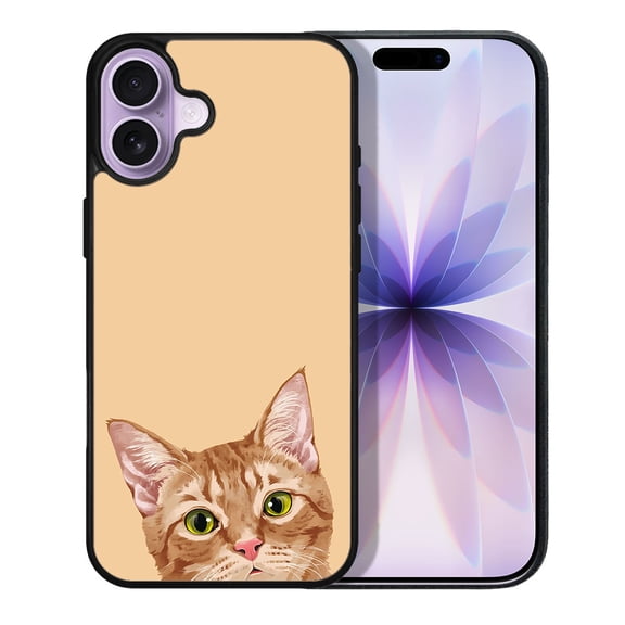 WIRESTER Shockproof Soft Rubber Cover Case for Apple iPhone 17 6.3" 2025, Animal Orange Tabby Kitten Cat On Sunset Background