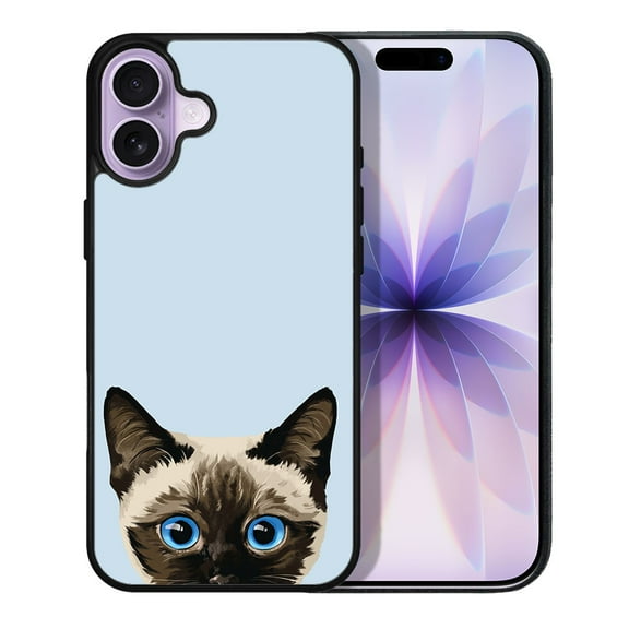 WIRESTER Shockproof Soft Rubber Cover Case for Apple iPhone 17 6.3" 2025, Animal Siamese Kitten Cat On Pale Aqua Background