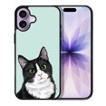 thumbnail image 1 of WIRESTER Shockproof Soft Rubber Cover Case for Apple iPhone 17 6.3" 2025, Black White Tuxedo Cat On Aero Blue Background, 1 of 5