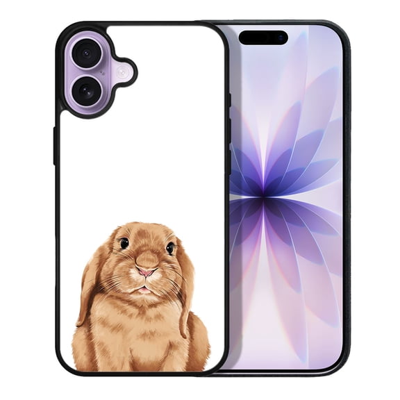 WIRESTER Shockproof Soft Rubber Cover Case for Apple iPhone 17 6.3" 2025, Floppy Ears Brown Bunny Rabbit