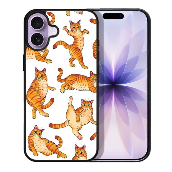 WIRESTER Shockproof Soft Rubber Cover Case for Apple iPhone 17 6.3" 2025, Orange Tabby Cat Funny Playful Postures