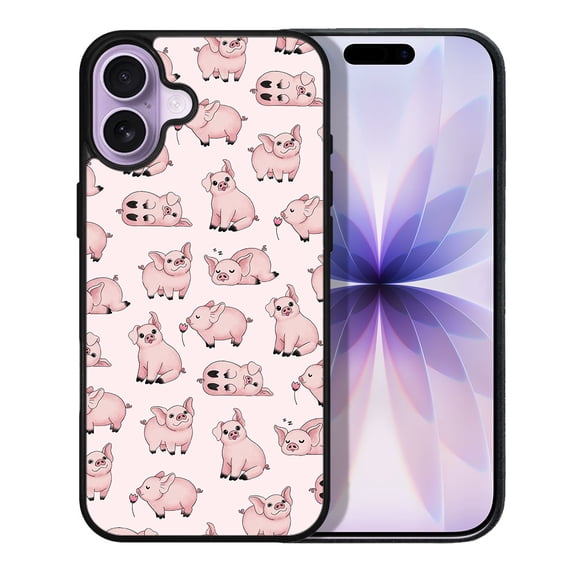WIRESTER Shockproof Soft Rubber Cover Case for Apple iPhone 17 6.3" 2025, Pig Funny Playful Postures
