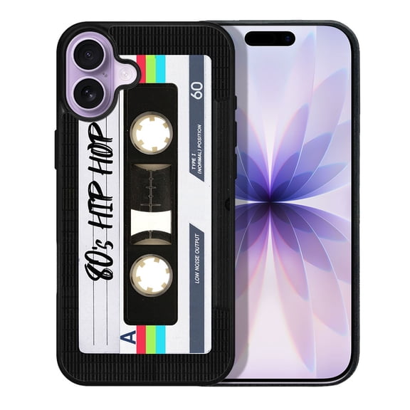 WIRESTER Shockproof Soft Rubber Cover Case for Apple iPhone 17 6.3" 2025, Retro Black Cassette Tape Hip Hop