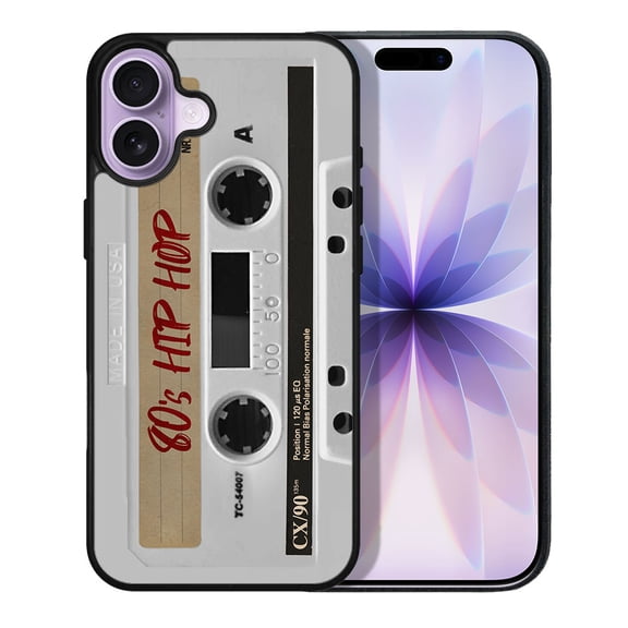 WIRESTER Shockproof Soft Rubber Cover Case for Apple iPhone 17 6.3" 2025, Retro White Cassette Tape Hip Hop