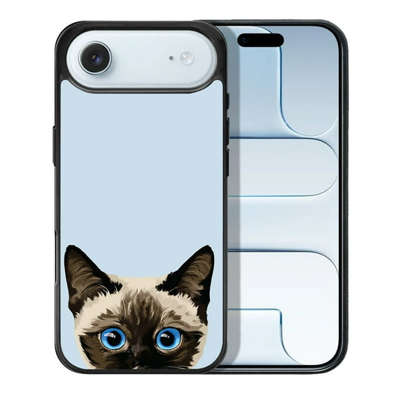 WIRESTER Shockproof Soft Rubber Cover Case for Apple iPhone 17 Air 6.6" 2025, Animal Siamese Kitten Cat On Pale Aqua Background