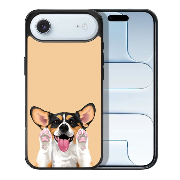 WIRESTER Shockproof Soft Rubber Cover Case for Apple iPhone 17 Air 6.6" 2025, Black Tan Pembroke Welsh Corgi Dog On Sunset Background