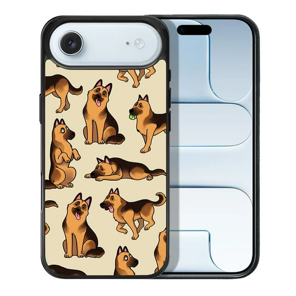 WIRESTER Shockproof Soft Rubber Cover Case for Apple iPhone 17 Air 6.6" 2025, German Shepherd Funny Playful Postures