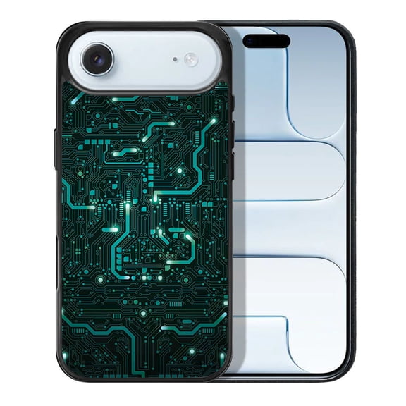 WIRESTER Shockproof Soft Rubber Cover Case for Apple iPhone 17 Air 6.6" 2025, Green Circuit Board