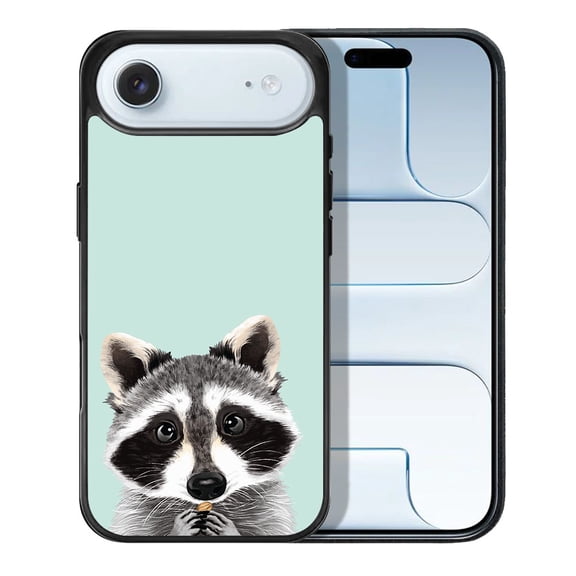 WIRESTER Shockproof Soft Rubber Cover Case for Apple iPhone 17 Air 6.6" 2025, Raccoon On Aero Blue Background