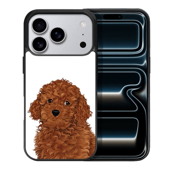 WIRESTER Shockproof Soft Rubber Cover Case for Apple iPhone 17 Pro 6.3" 2025, Brown Toy Poodle Dog